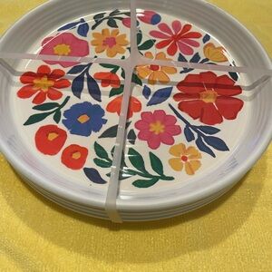 NEW Floral Patterned Plates Set of 4, Melamine in colorful summer design